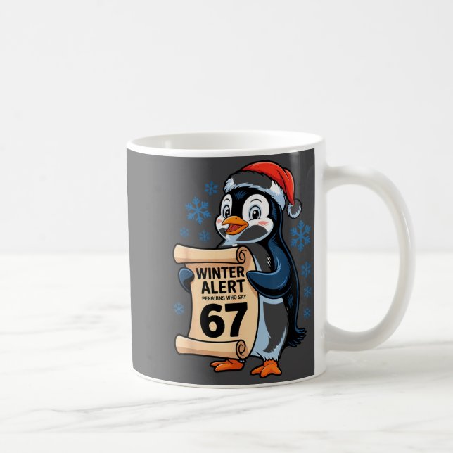 Vintervarning Pingviner Som Säger 67 Sex Sju Meme  Kaffemugg (Höger)