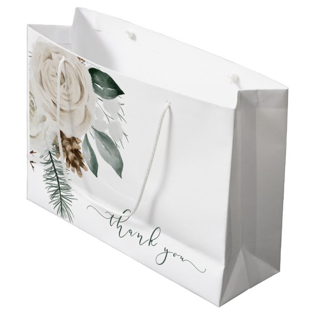 Vintervattenfärg Blommig Tacksamt Presentpåse (Framsidan Vinklad)
