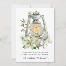 Vintervattenfärg Lantern Snö-julkort