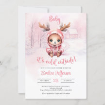Vintervattenfärg rosa baby hjort flicka