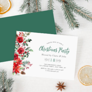 Vintervattensfärgad bladfärgad jul party inbjudningar