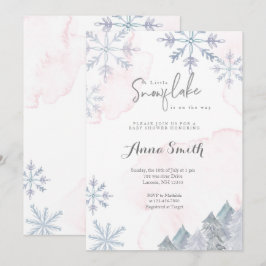 Vintervattensfärgad rosa-flicka babydusch inbjudningar