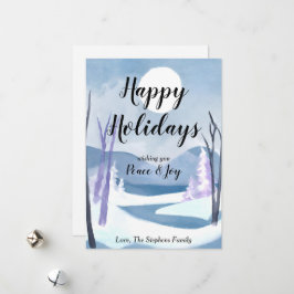 Vintervattfärgs hälsningskort för högtider julkort