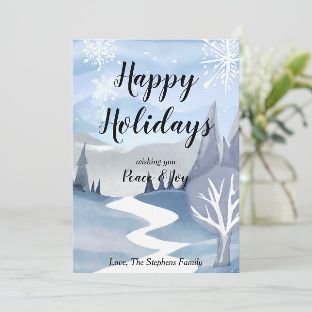 Vintervattfärgs hälsningskort för högtider julkort (Stående Fram)