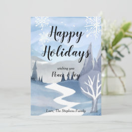 Vintervattfärgs hälsningskort för högtider julkort