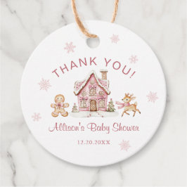 Vintervett Pink Bebis Shower Tack Gåvor Etiketter