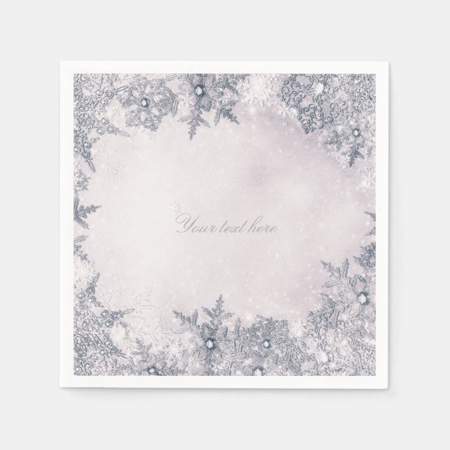 Vintervettens snöflingor Blå Vit Elegant Pappersservett (Framsidan)