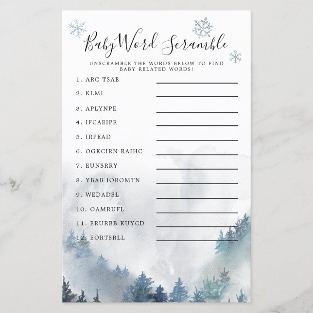 Vintervettlands blå babyordklippningsspel (Framsida)