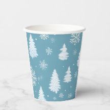 Vintervettlands snöflingor & träd Pappersmugg