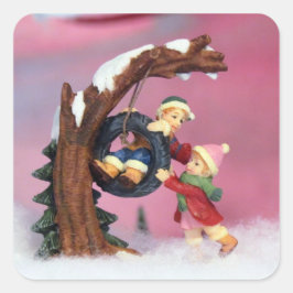 Vintervettstickers Fyrkantigt Klistermärke