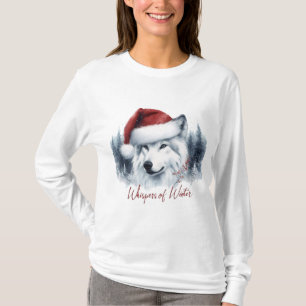 Vintervikter - Varg för vattenfärg i Santa Hat T Shirt