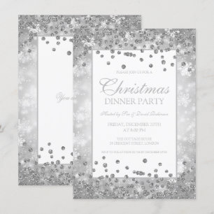 Vintervinter i Party Silver Glitter Inbjudningar