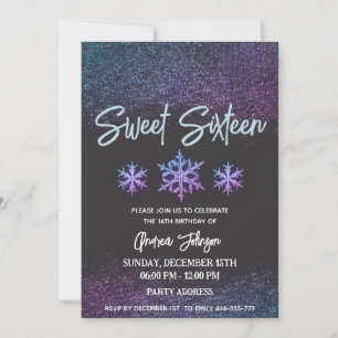 Vintervintern snöflingor, modern elegant coola 16 inbjudningar