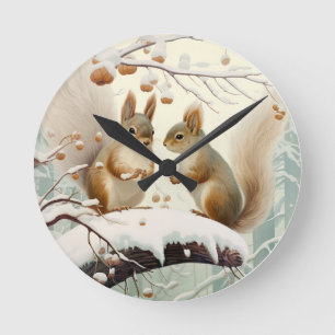 Vinterviskare: Squirrel Snowdance Rund Klocka