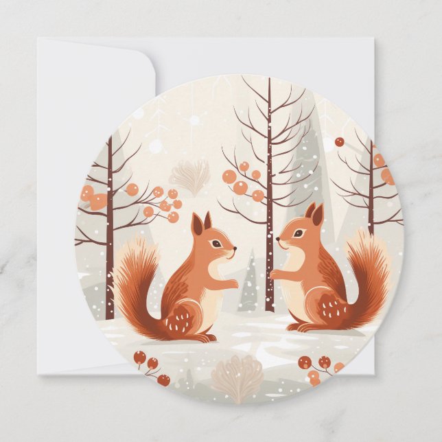 Vinterviskningar – En Ekorres Julhälsning Julkort (Framsida)