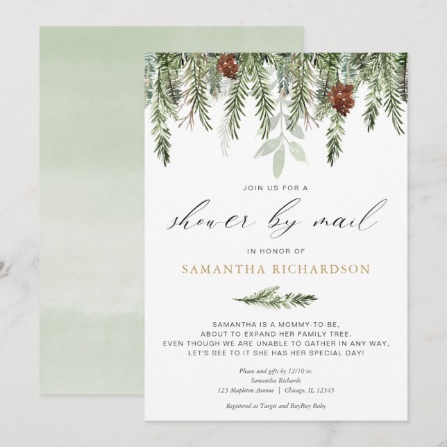 Vintervisning per e-post, könsneutral gräs träd inbjudningar (Fram/baksida)