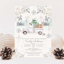 Vintervit Blommigt Woodland Baby Shower