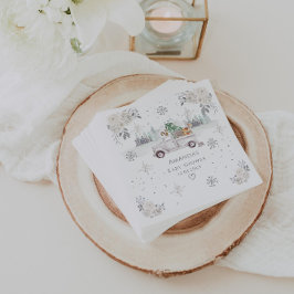 Vintervit Blommigt Woodland Baby Shower Pappersservett