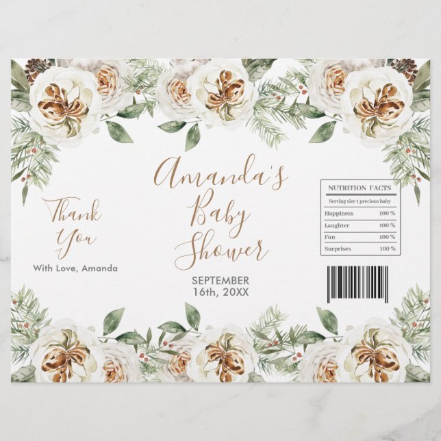 Vintervit blomsterlig jul chipspåse omslag reklamblad (Framsidan)