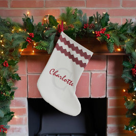 Vintervit Namn Monogram-julklapp Stor Julstrumpa
