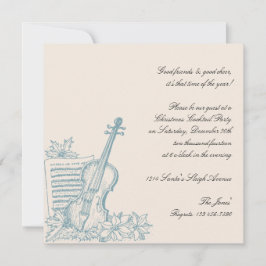 Vintervit och blå musik jul Party Inbjudningar