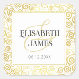 Vintervit och Bröllop i Guld, Chic med lyxfärg Fyrkantigt Klistermärke