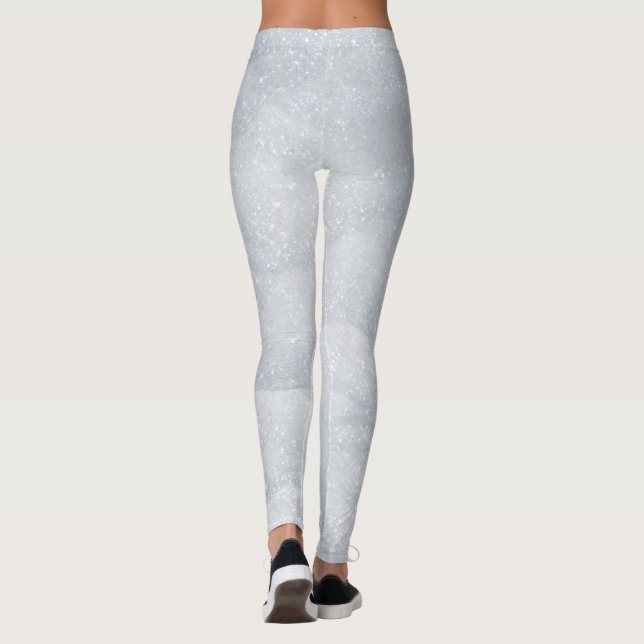 Vintervit Snowy Glitter Sparkles jul Leggings (Baksida)