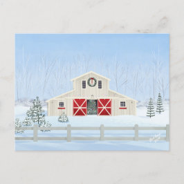 Vintervit Snowy-julbarn Vykort