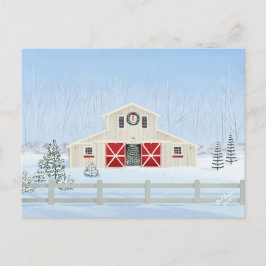 Vintervit Snowy-julbarn Vykort