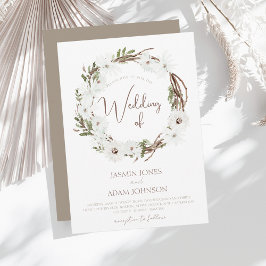 Vintervit Taupe Blommigt Julfrand Bröllop Inbjudningar