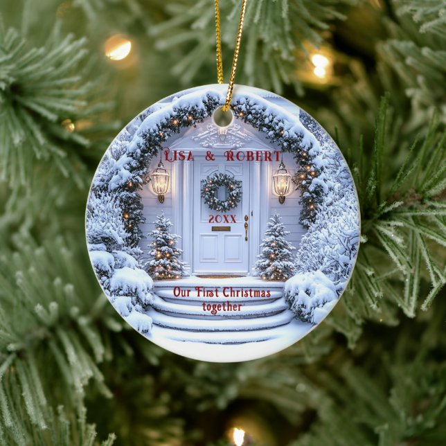 Vintervit utandningsluft Första julen Tillsammans Julgransprydnad Keramik (Träd)