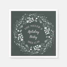 Vintervita bär med andedräkt på sammetets grönt pappersservett