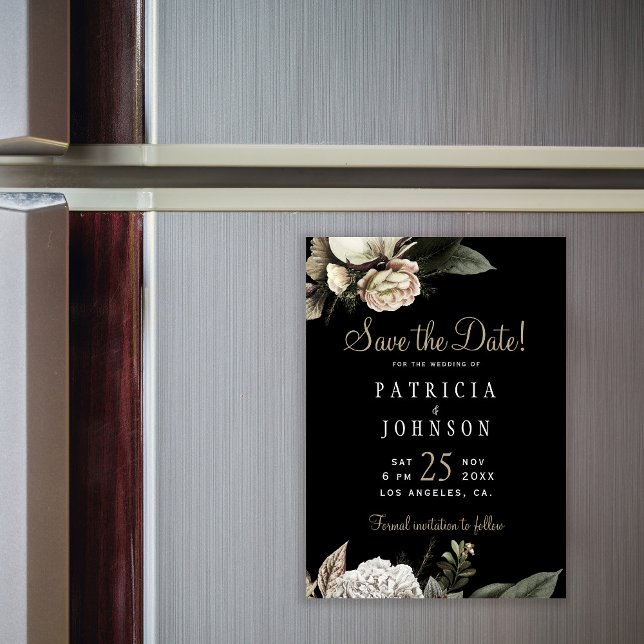 Vintervita blommor elegant bröllop spara datumet magnetisk inbjudningskort (Skapare uppladdad)