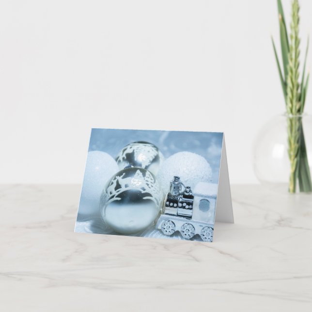 Vintervita dekorationer. Jul. Kort (Framsida)