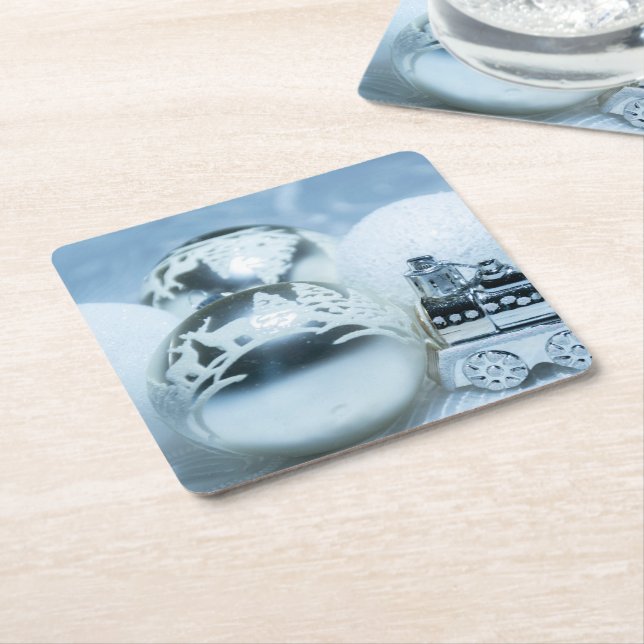 Vintervita dekorationer. Jul. Underlägg Papper Kvadrat (Vinklad)