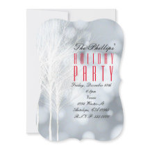 Vintervita träd julfestinbjudanden