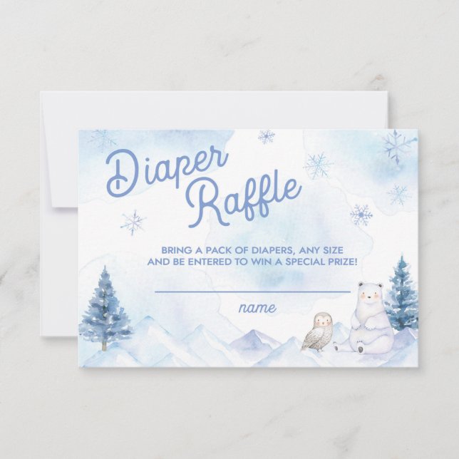 Vintervonderland Baby Shower Blöja Lotteri OSA Kort (Framsida)