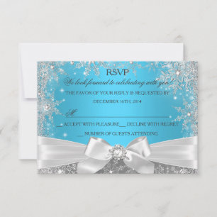 Vintervonderland Blå Sweet 16 RSVP OSA Kort