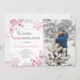 Vintervonderland Första födelsedags fotobjudan Inbjudningar