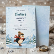 Vintervonderland Isrink Penguin Födelsedag