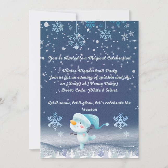 Vintervonderland Julfest Inbjudan | Silver Snö T (Framsida)