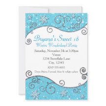 Vintervonderland Ljusblå Snöflinga Inbjudan