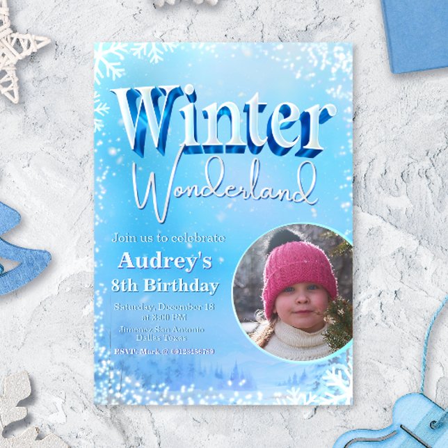 Vintervonderland med bild inbjudningar (Winter Wonderland with Picture Invitation)