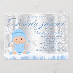 Vintervonderland pojke baby shower inbjudan