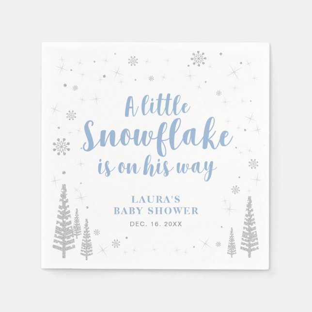 Vintervonderland Snö Baby Shower Pappersservett (Framsidan)