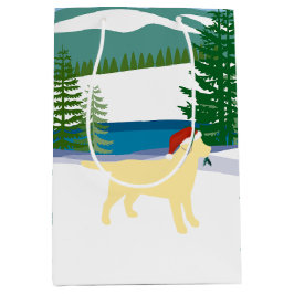 Vintervy för gult Labrador jul