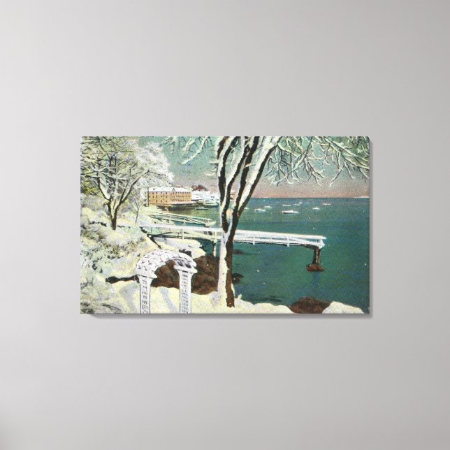 Vintervy för Marblehead Harbour Canvastryck (Framsida)