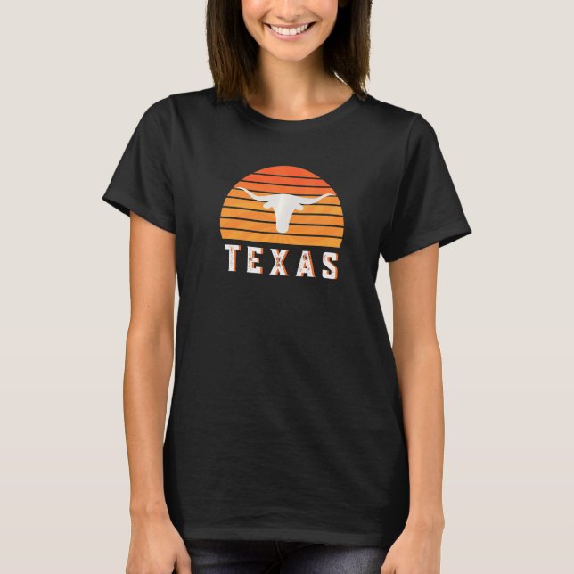 Vintge Austin Texas Keep It Weird Longhorn Sunset T Shirt (Framsida)