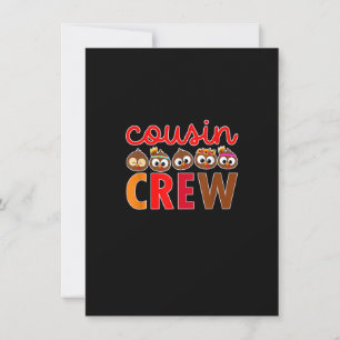Vintge Cousin Crew Funny Turkey Thanksgiving Famil Inbjudningar