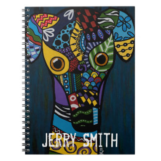 Vinthund - pensionerad tävlings- rädding anteckningsbok med spiral